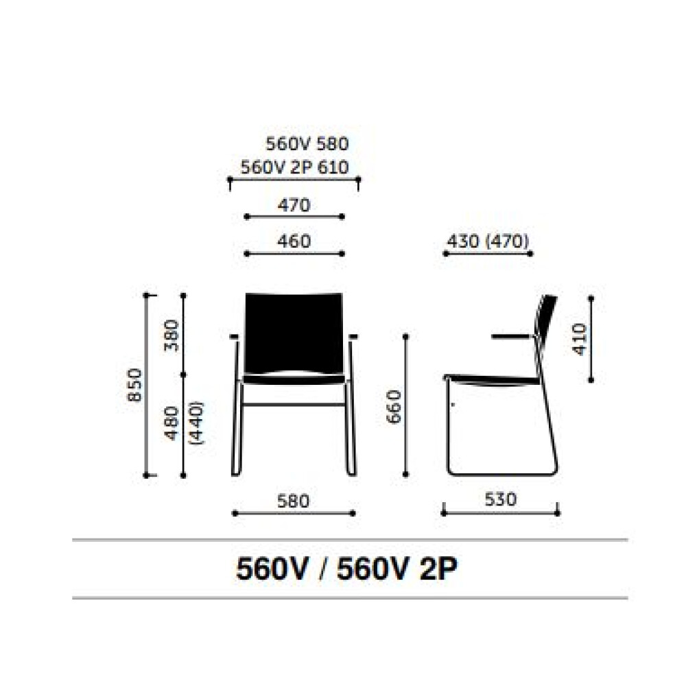 Konferenční židle ARIZ 560V s područkami - rozměry