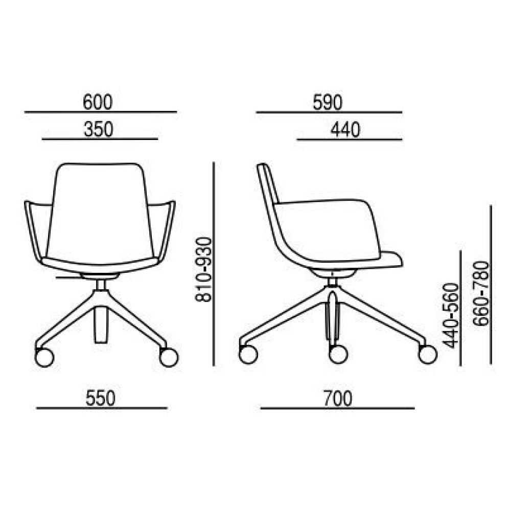 Designová židle EDGE 4202.04 rozměry