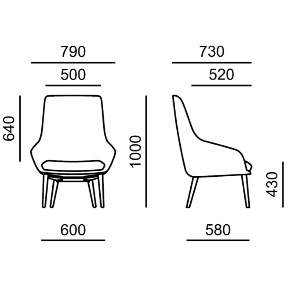 Vysoké lounge křeslo KLOE 5306.17