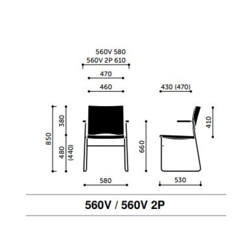 Konferenční židle ARIZ 560V s područkami - rozměry