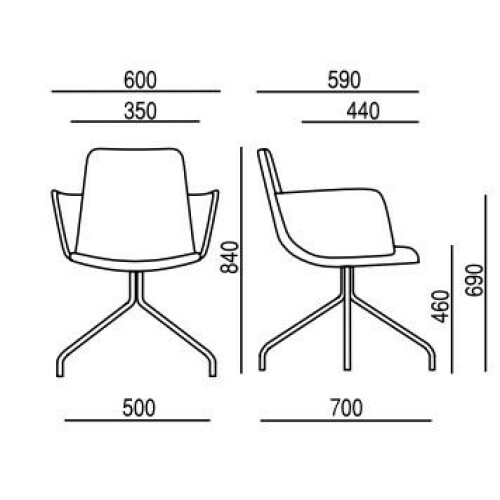 Designová židle EDGE 4202.03 rozměry