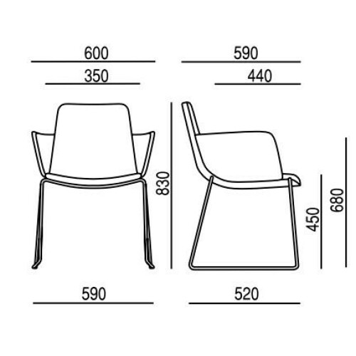 Designová židle EDGE 4202.07 rozměry