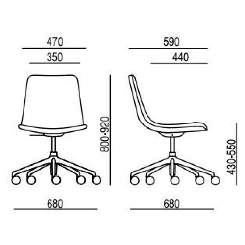 Designová židle EDGE 4201.04, 4202.04 rozměry