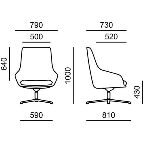 Lounge křeslo s vysokým opěrákem KLOE 5306.01